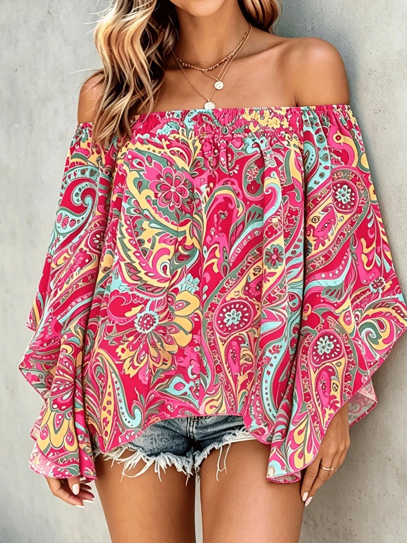 Printed Off Shoulder Blouse