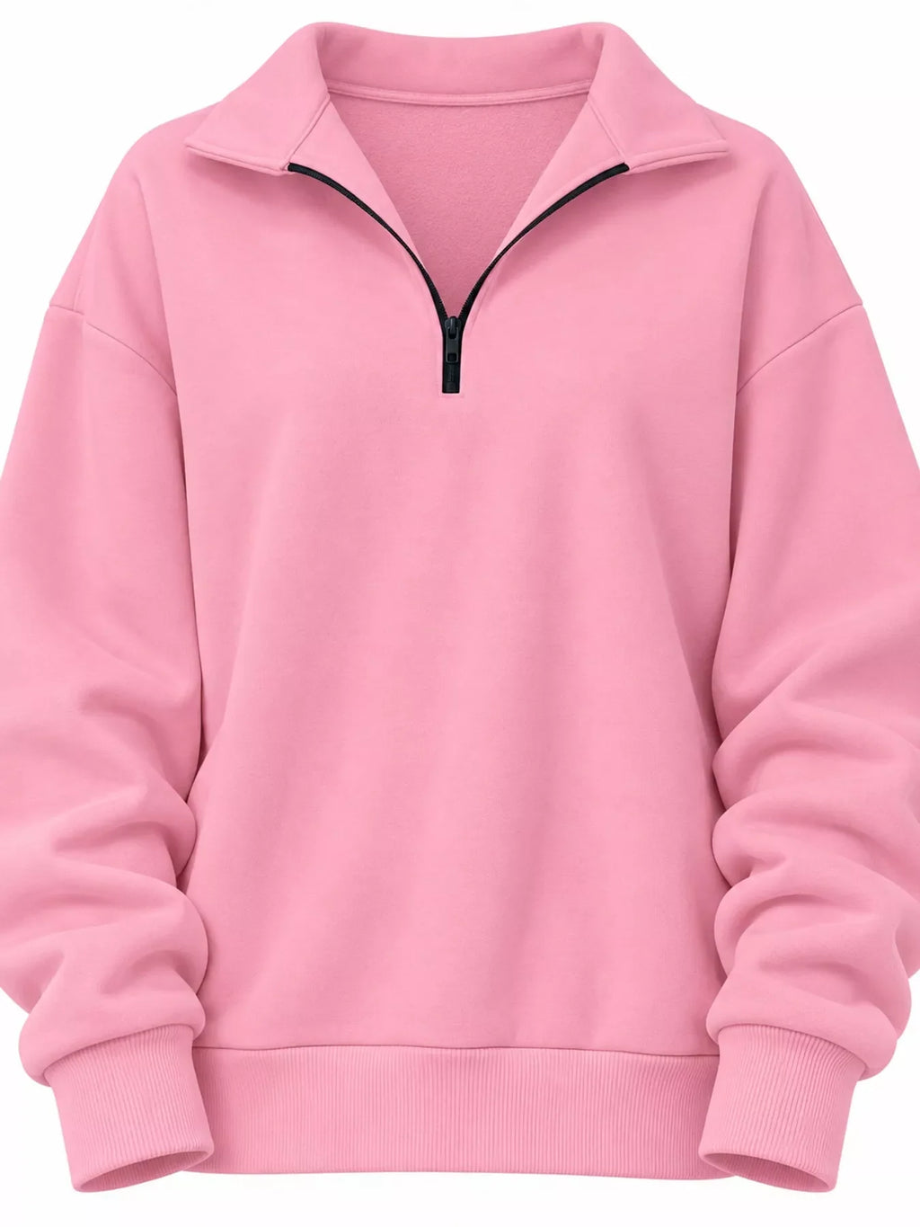 Full Size Quarter-Zip Dropped Shoulder Sweatshirt Plus Size
