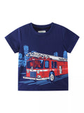 Children's Fire Truck Graphic Short Sleeve T-Shirt