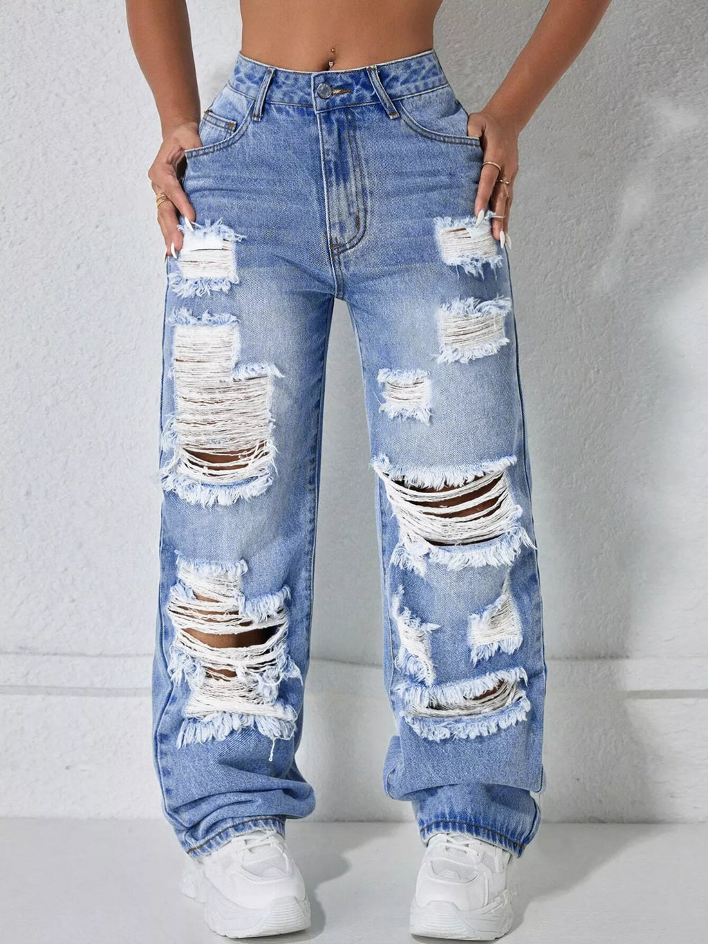 Distressed Wide Leg Jeans