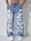 Distressed Wide Leg Jeans