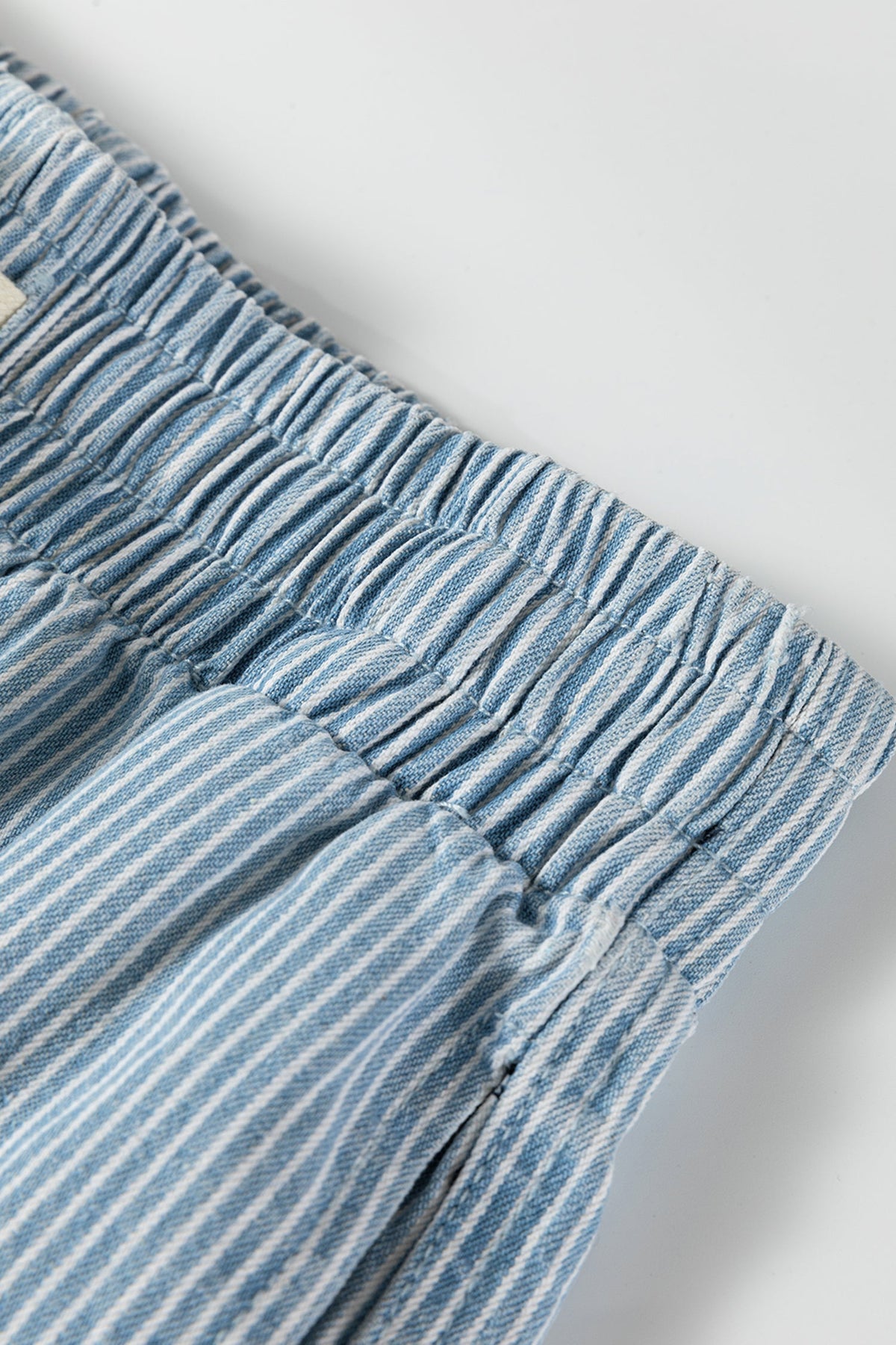 Stripe Denim Drawstring Elastic Waist Shorts
