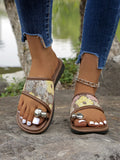 Sequin Toe Loop Flats Sandals