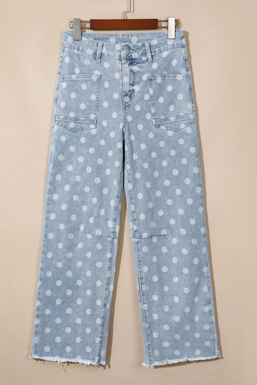 Sky Blue Polka Dot Casual Slim Fit Jeans
