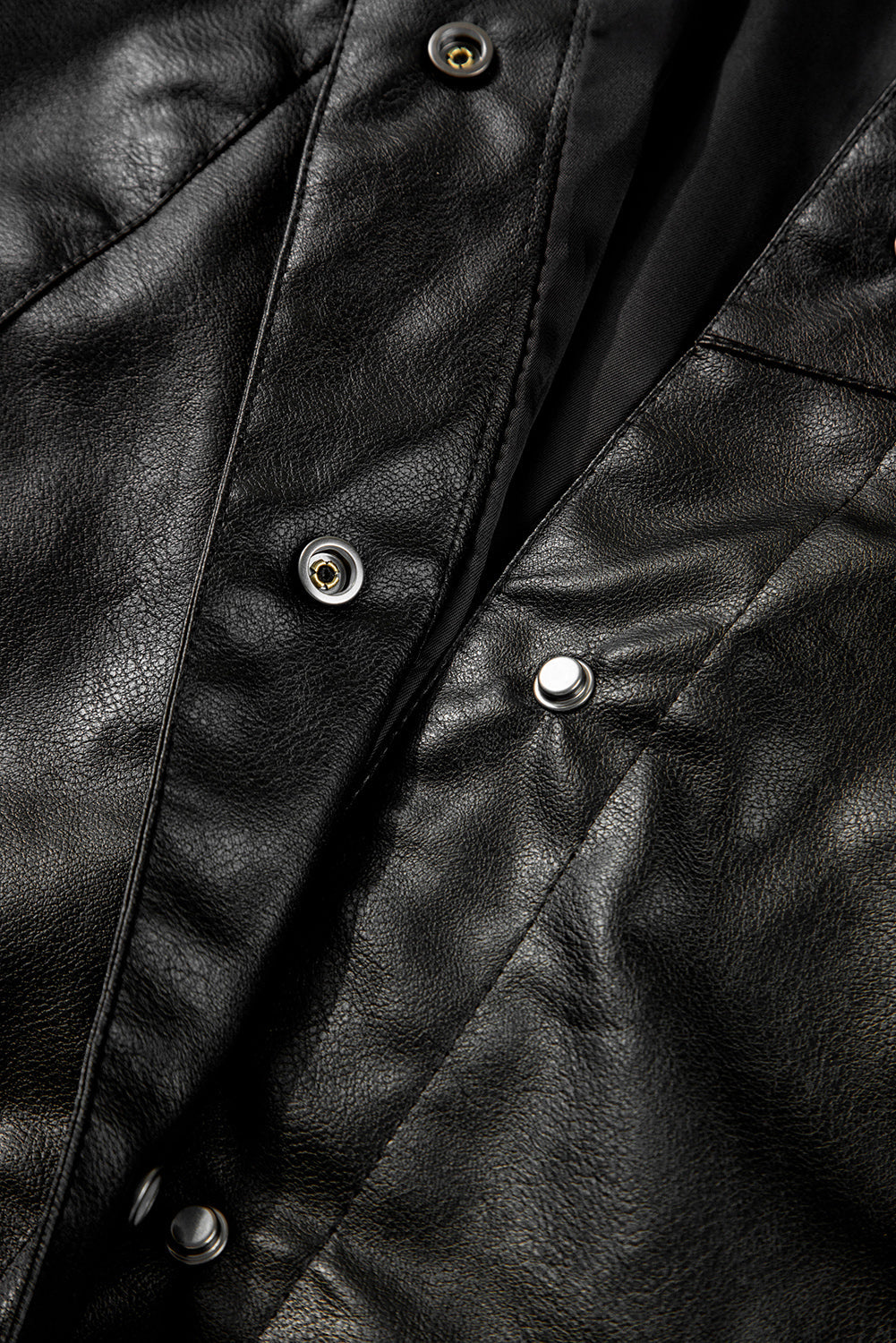 Faux Leather Button-Front Boxy Jacket