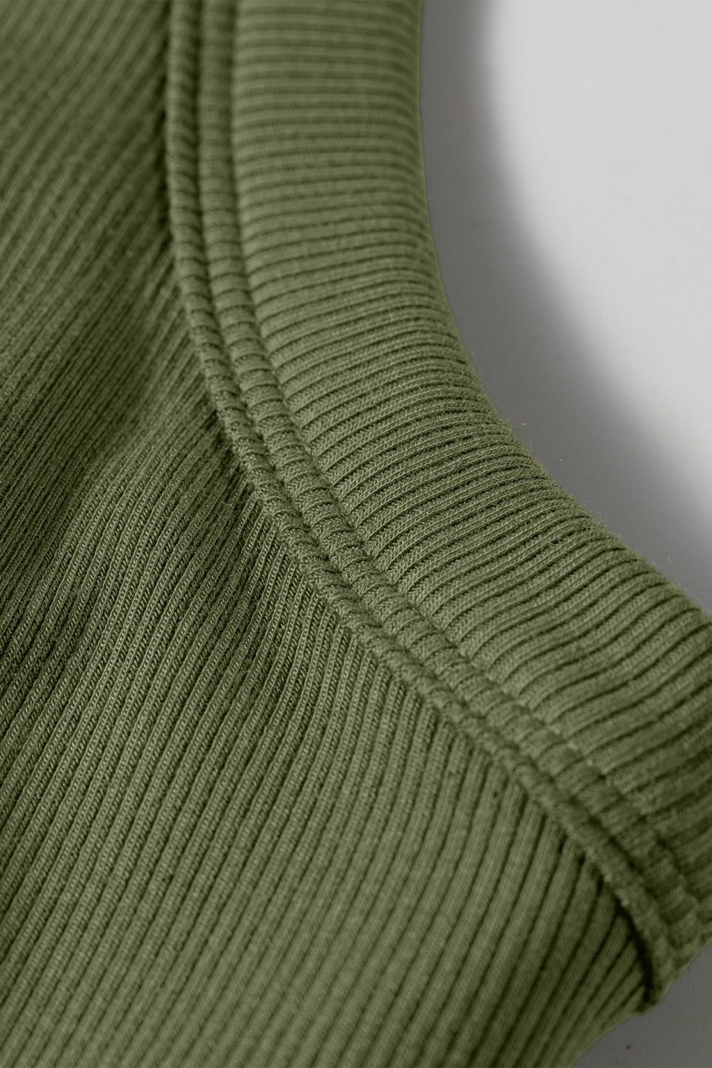 Dark Khaki Slim Ribbed Padded Tank Top