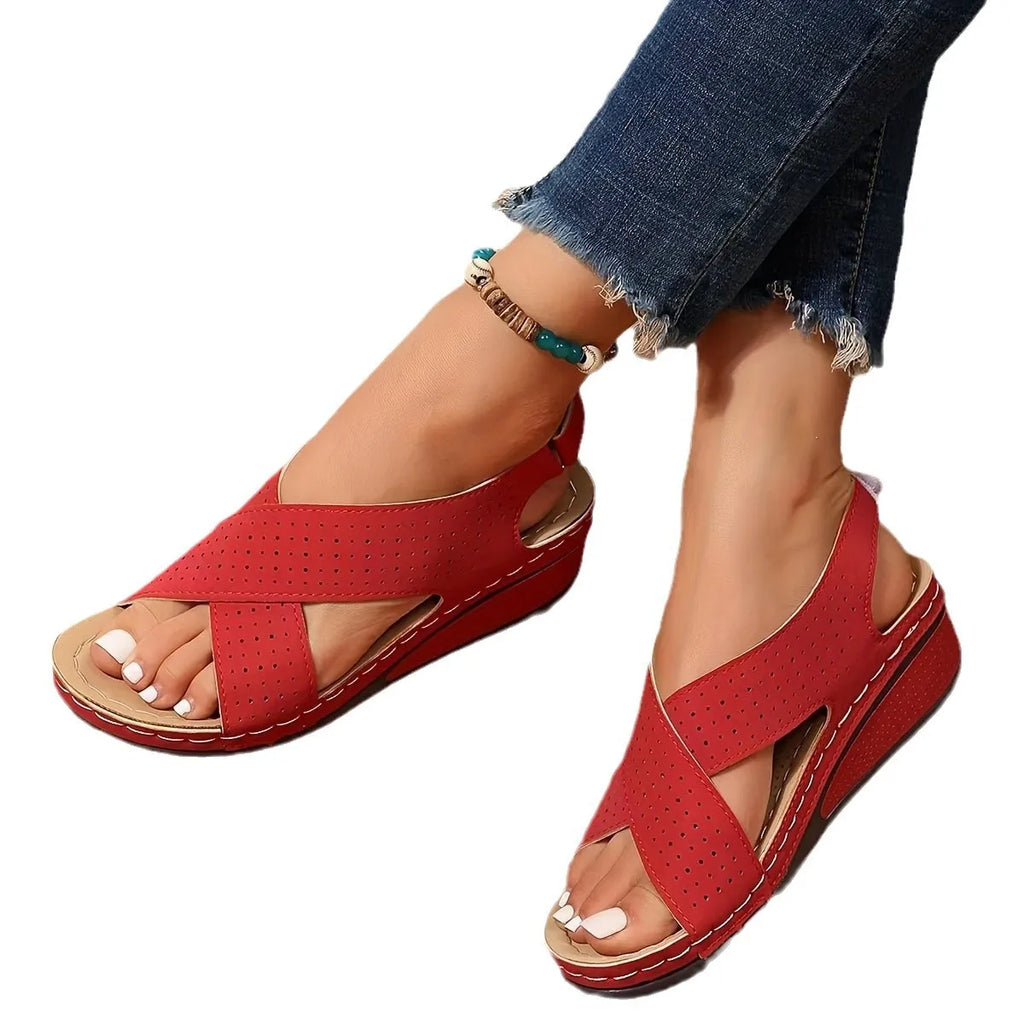 Criss-Cross Comfort Wedge Sandals