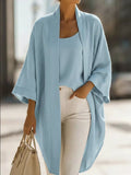 Full Size Open-Front Cardigan and Matching Tank Top Set Plus Size