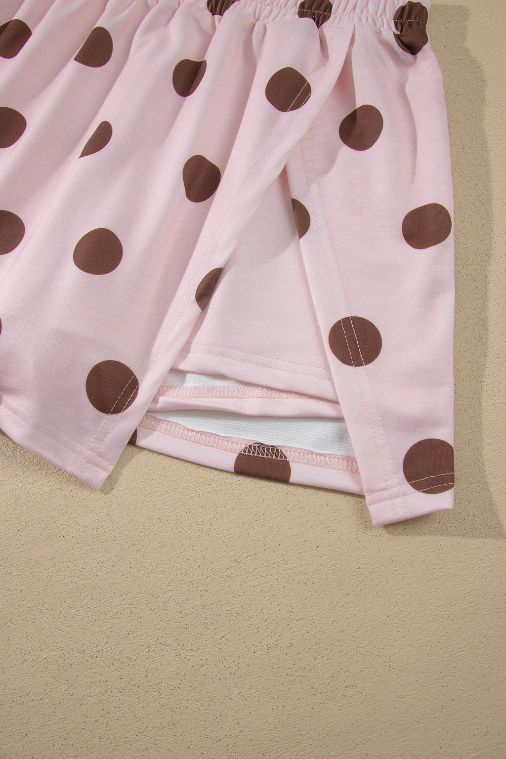 Pink Polka Dot Two Piece Set Long Sleeve Casual Skirt Set