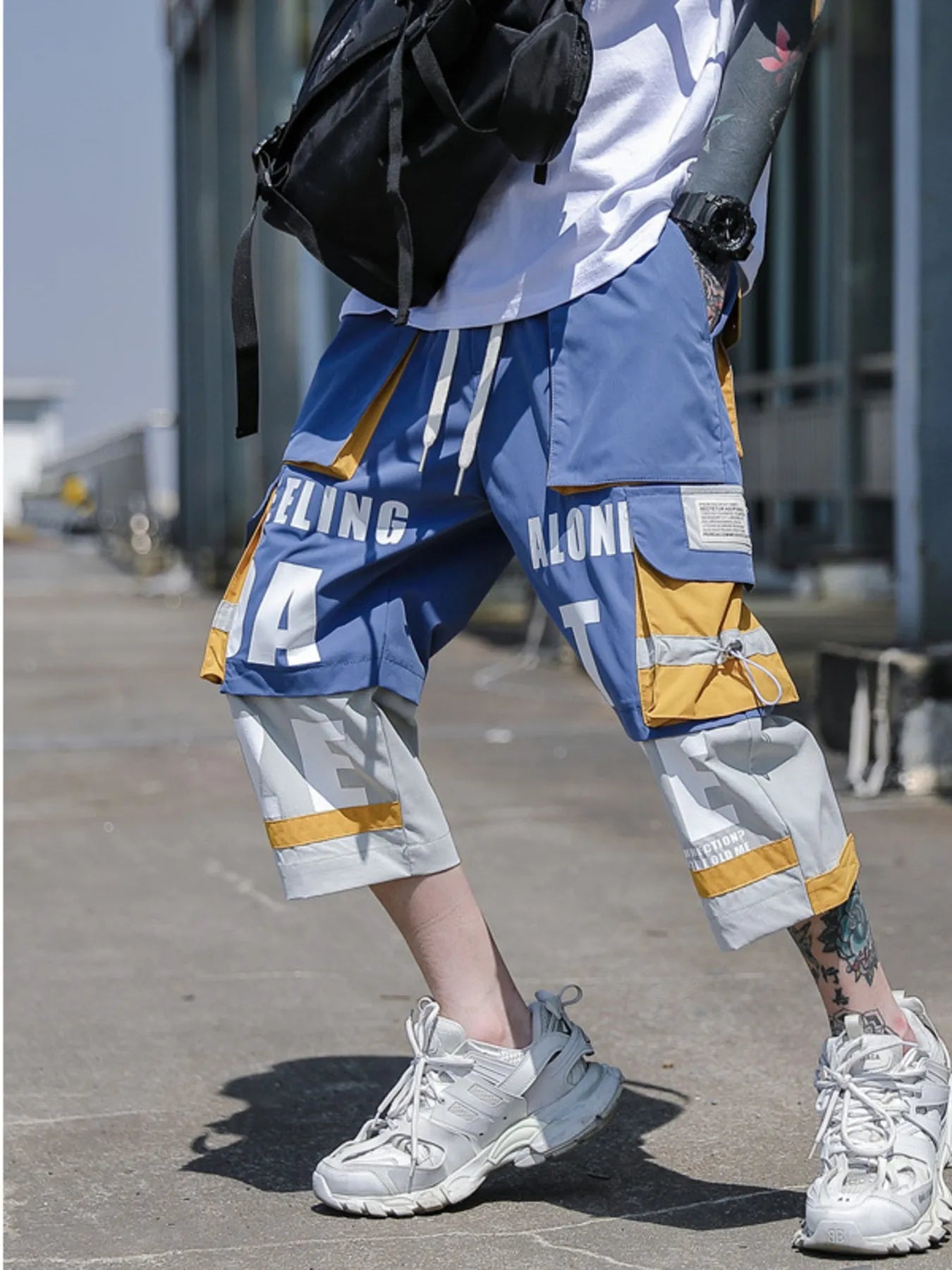 Men's Plus Size Color Block Cargo Pants