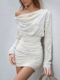 Ruched Long Sleeve Mini Dress