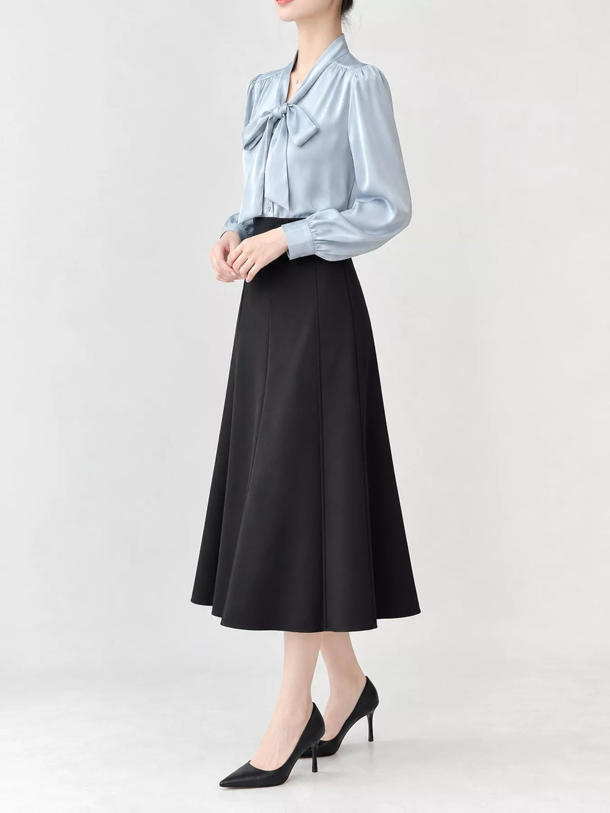 Full Size Tie Front Long Sleeve Shirt Plus Size
