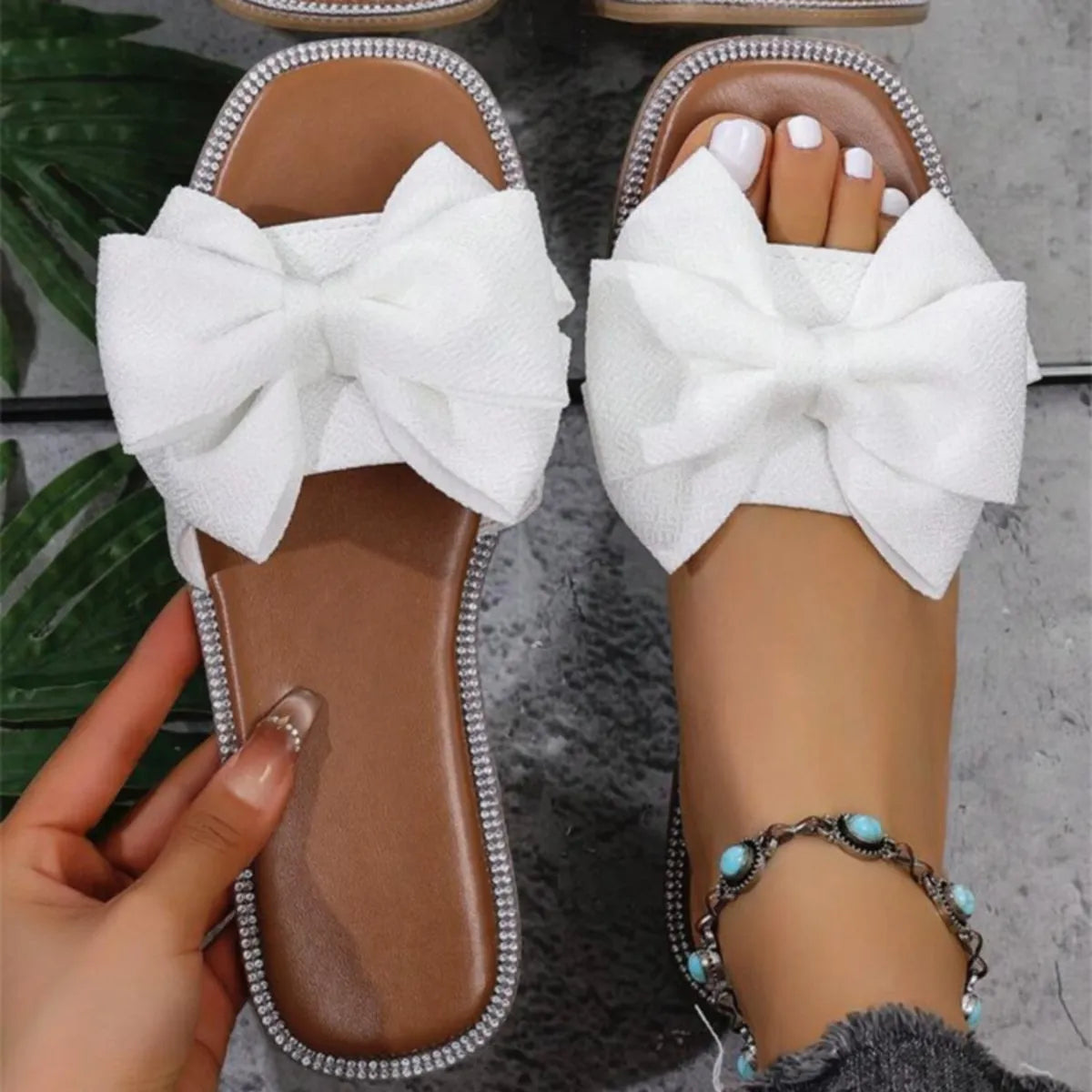 Bow Open Toe Flats Sandals