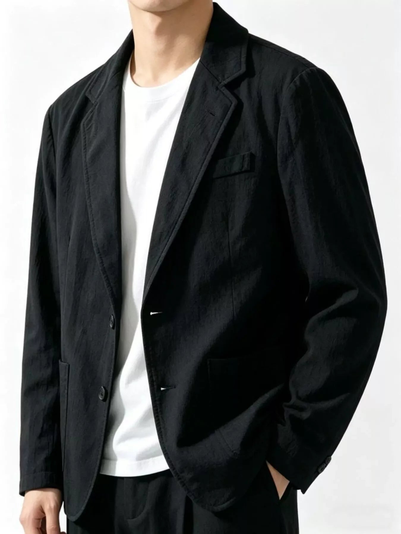 Men's Plus Size Button Up Long Sleeve Blazer