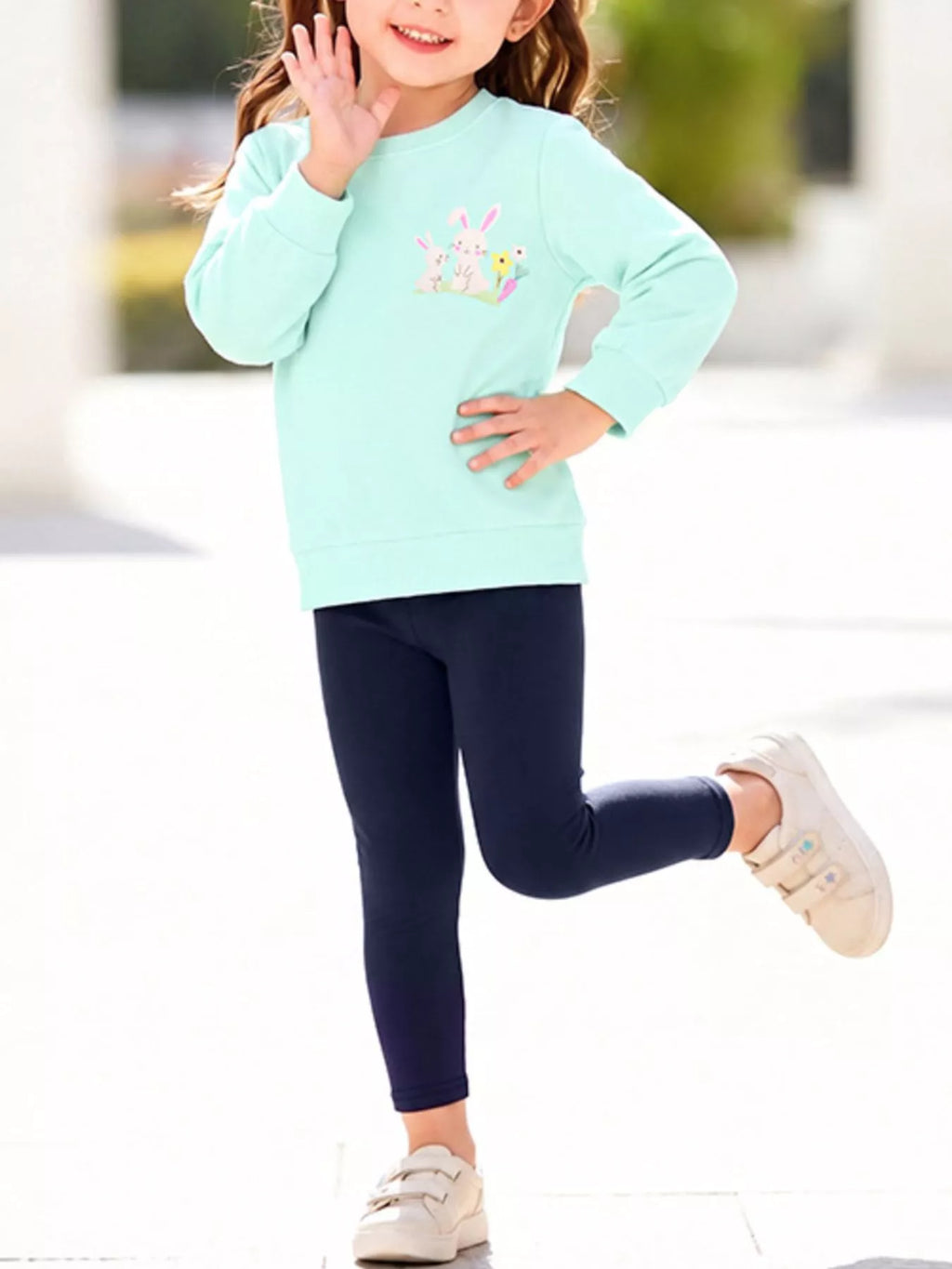 Children's Bunny Graphic Sweatshirt and Leggings Set