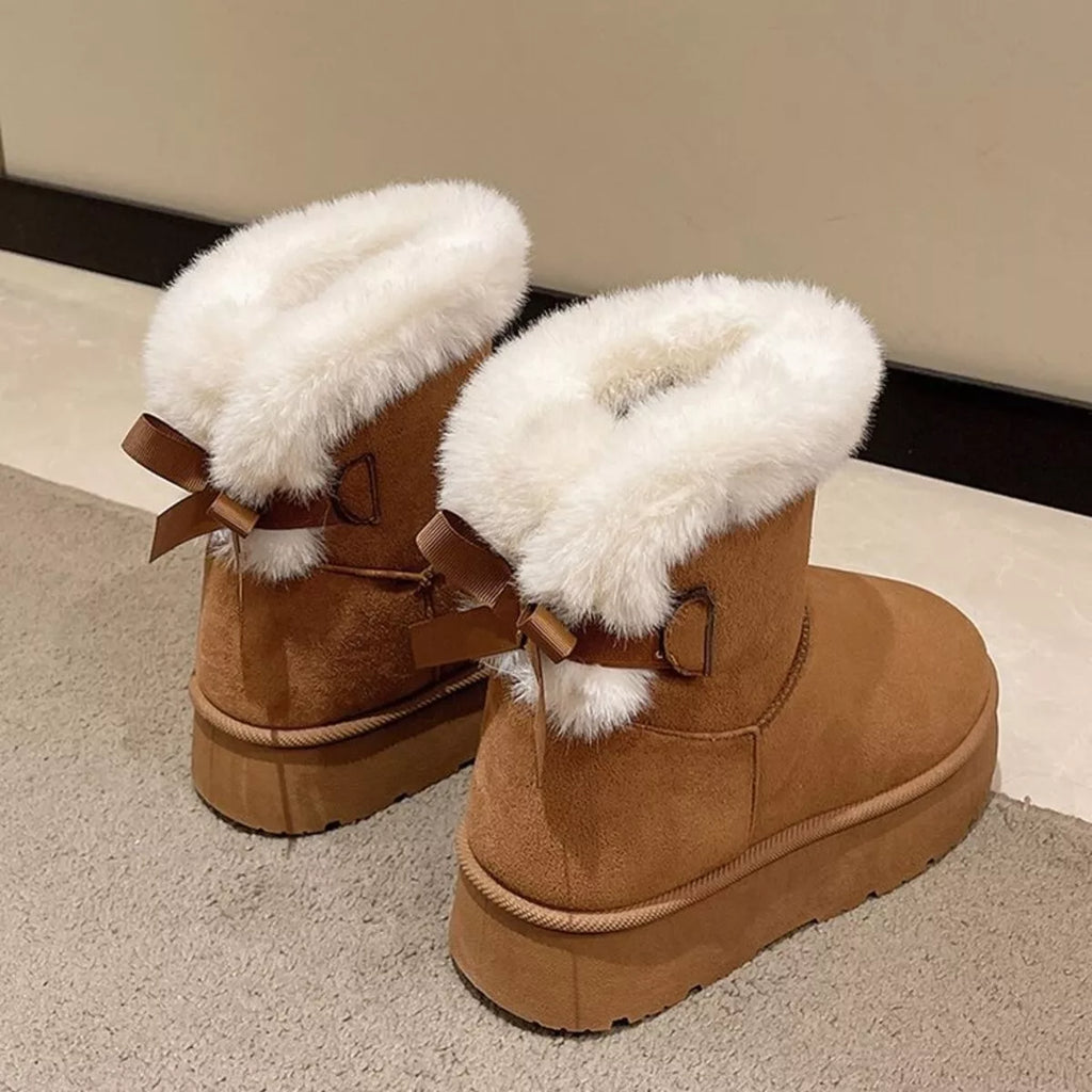 Round Toe Fuzzy Boots