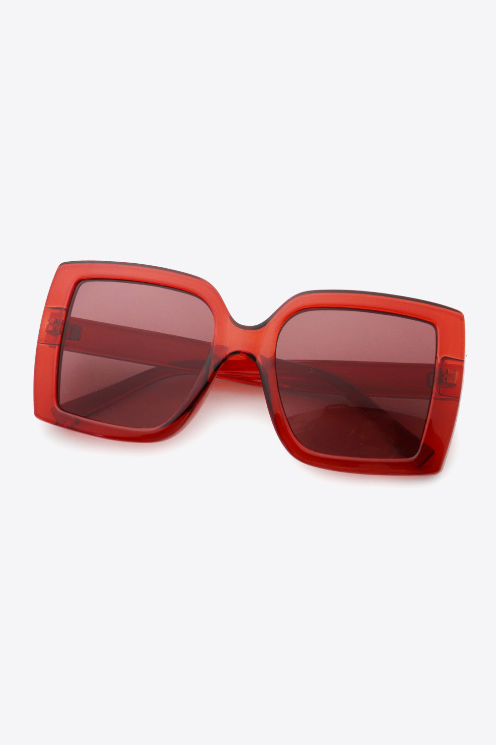 Square Sunglasses with Acetate Lenses in Deep Red