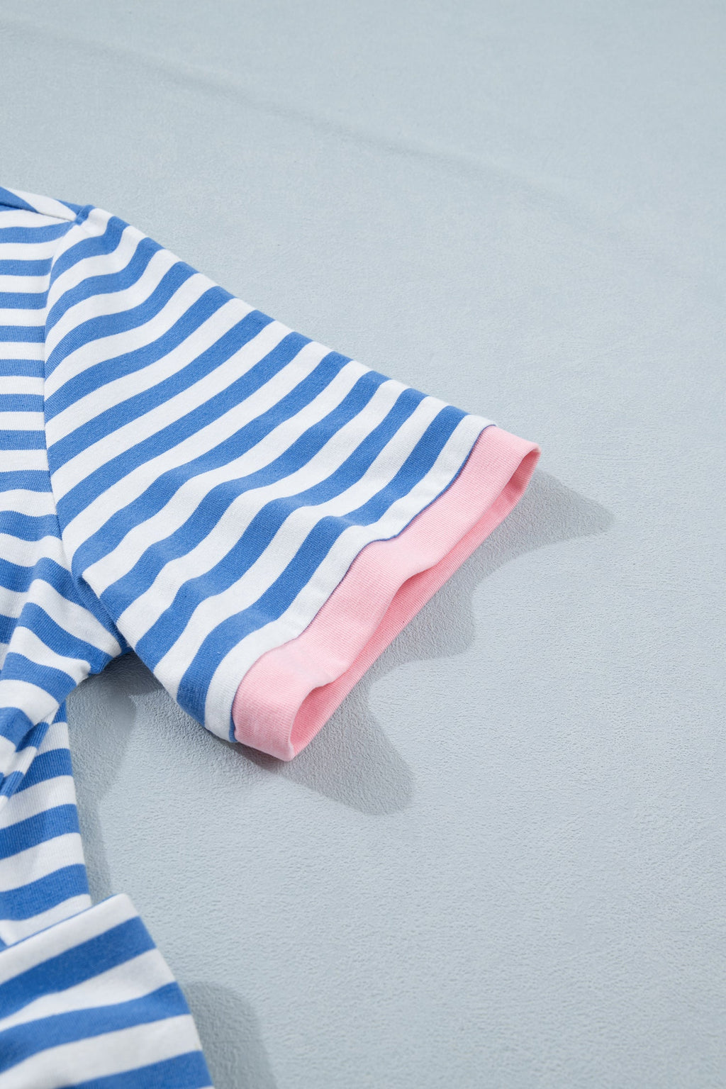 Sky Blue Stripe Nautical Tie Contrast Trim Round Neck T Shirt Mini Dress