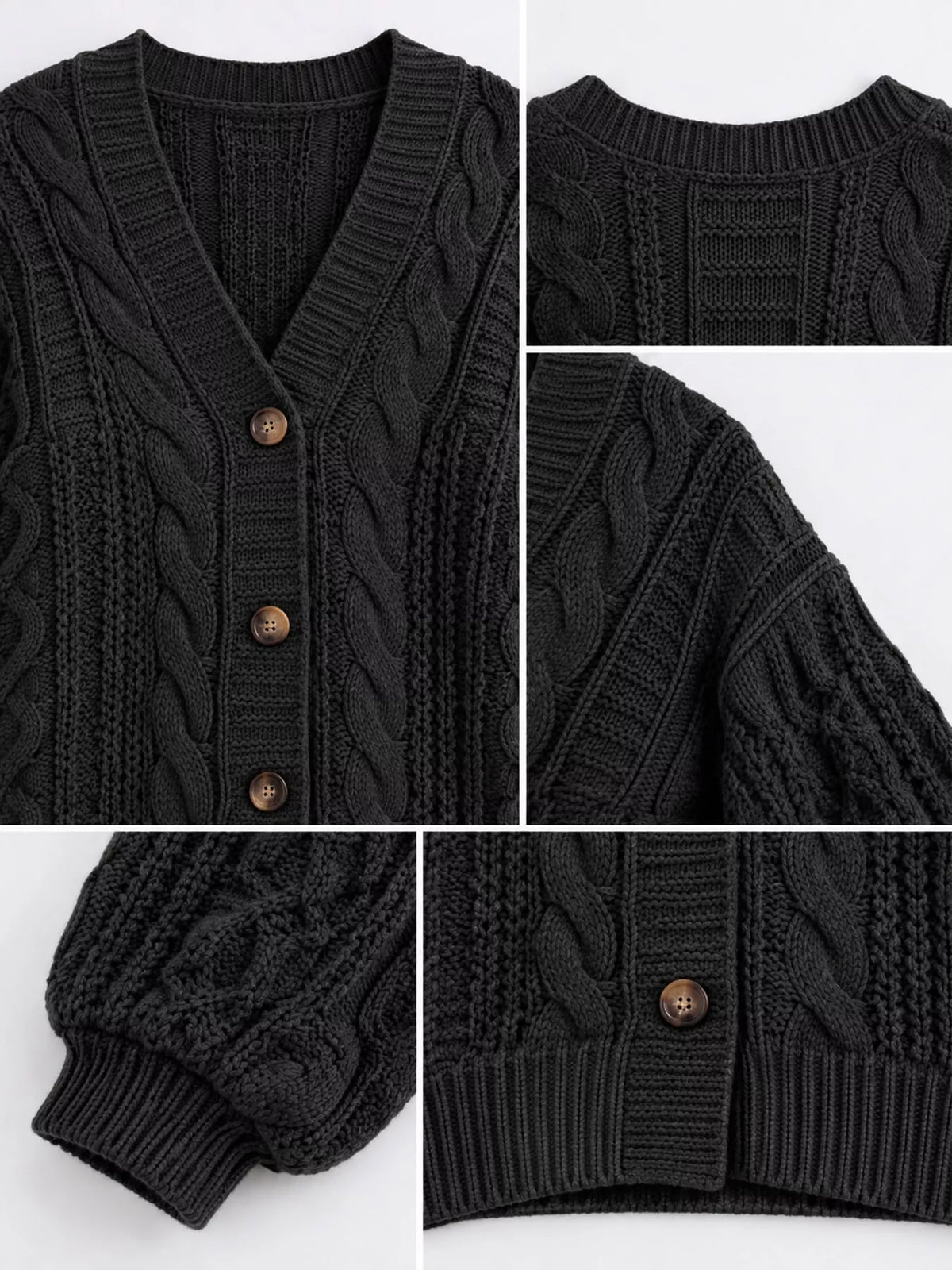 Cable Knit Button-Down Cardigan