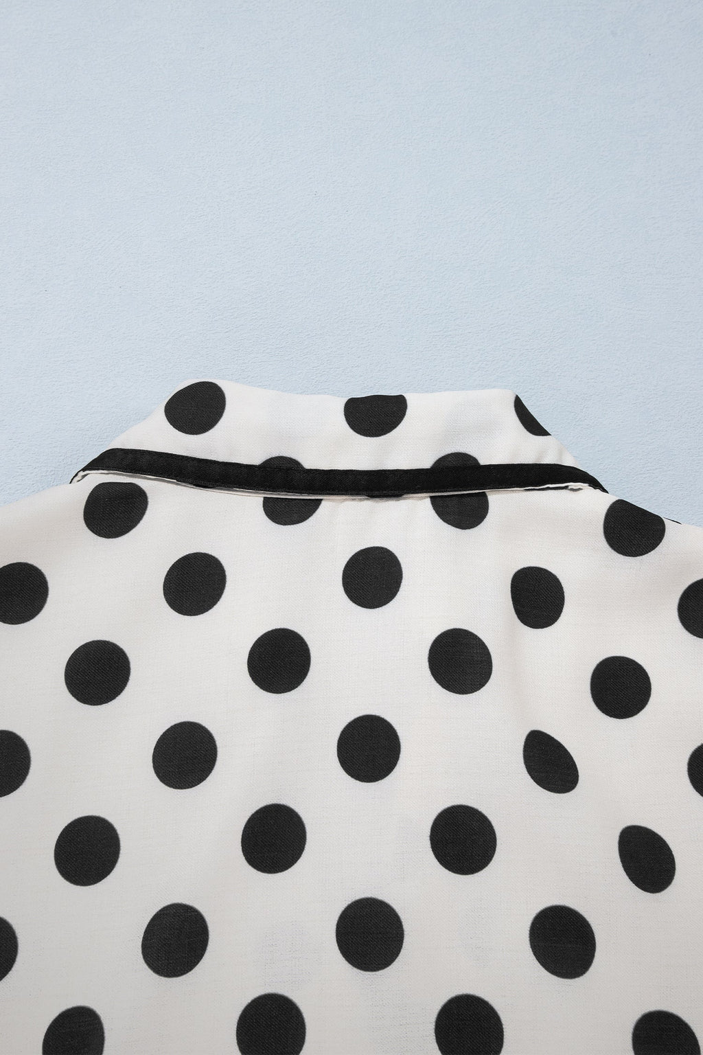 White Polka Dot Half Sleeve Collar V Neck Pocketed Casual Mini Dress