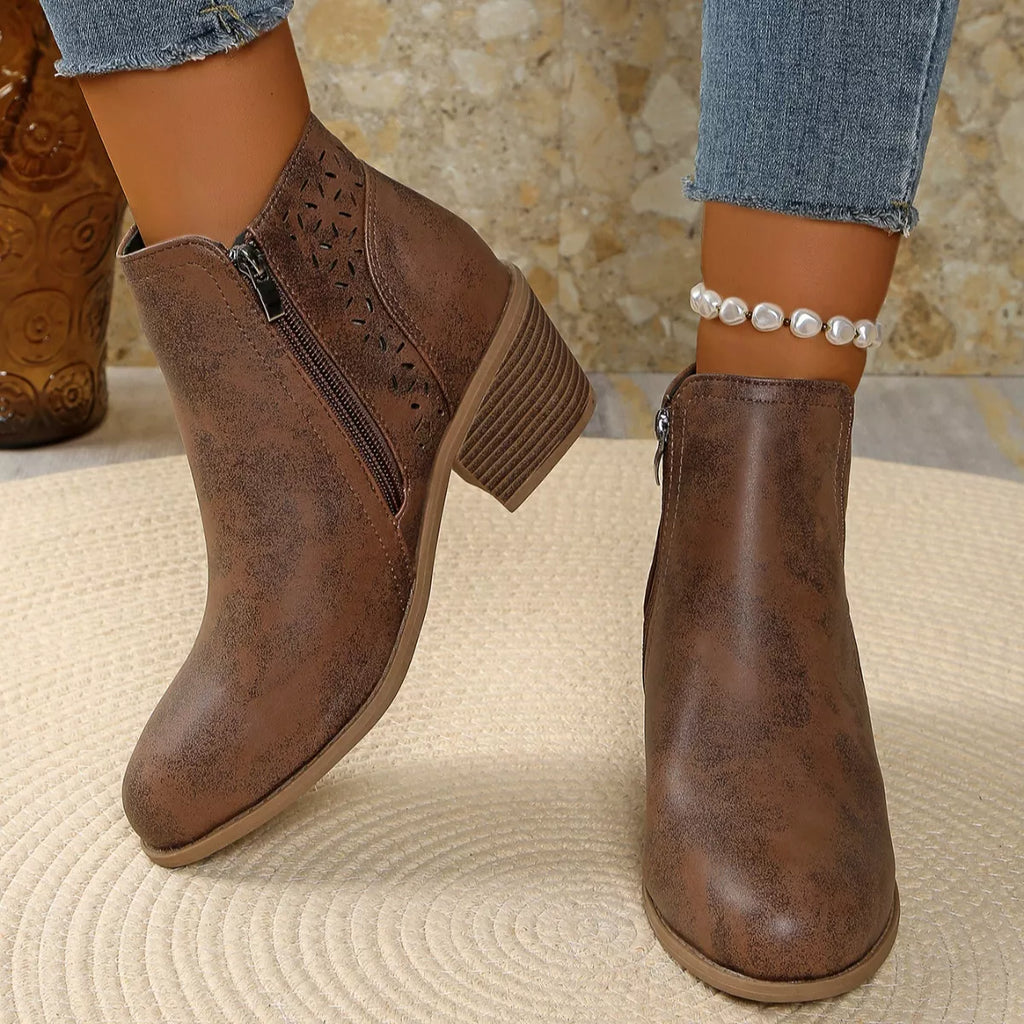 Point Toe Block Heels Boots