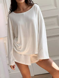 Oversized Long Sleeve Top and Shorts Lounge Set