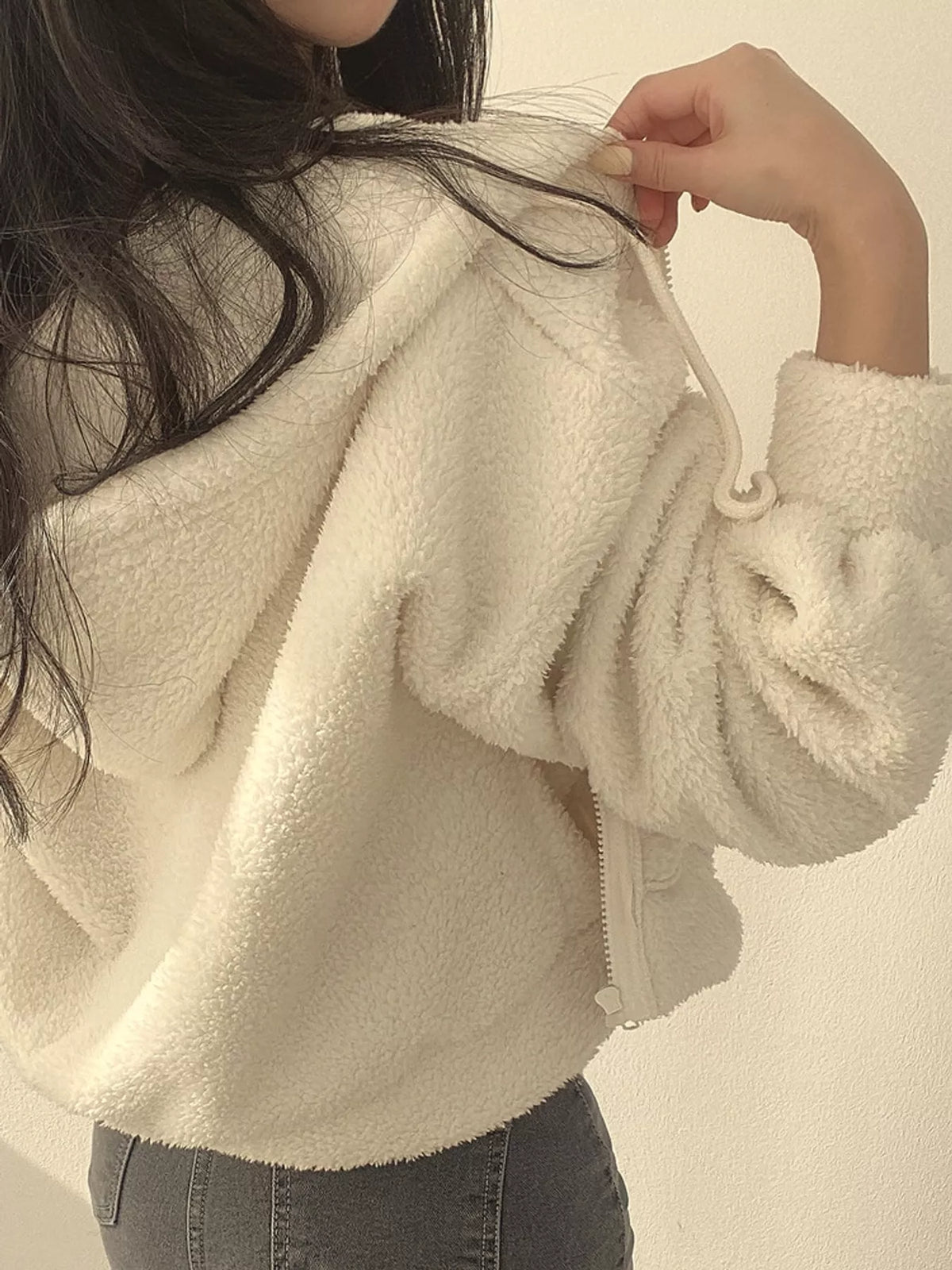 Oversized Sherpa Zip-Up Hoodie