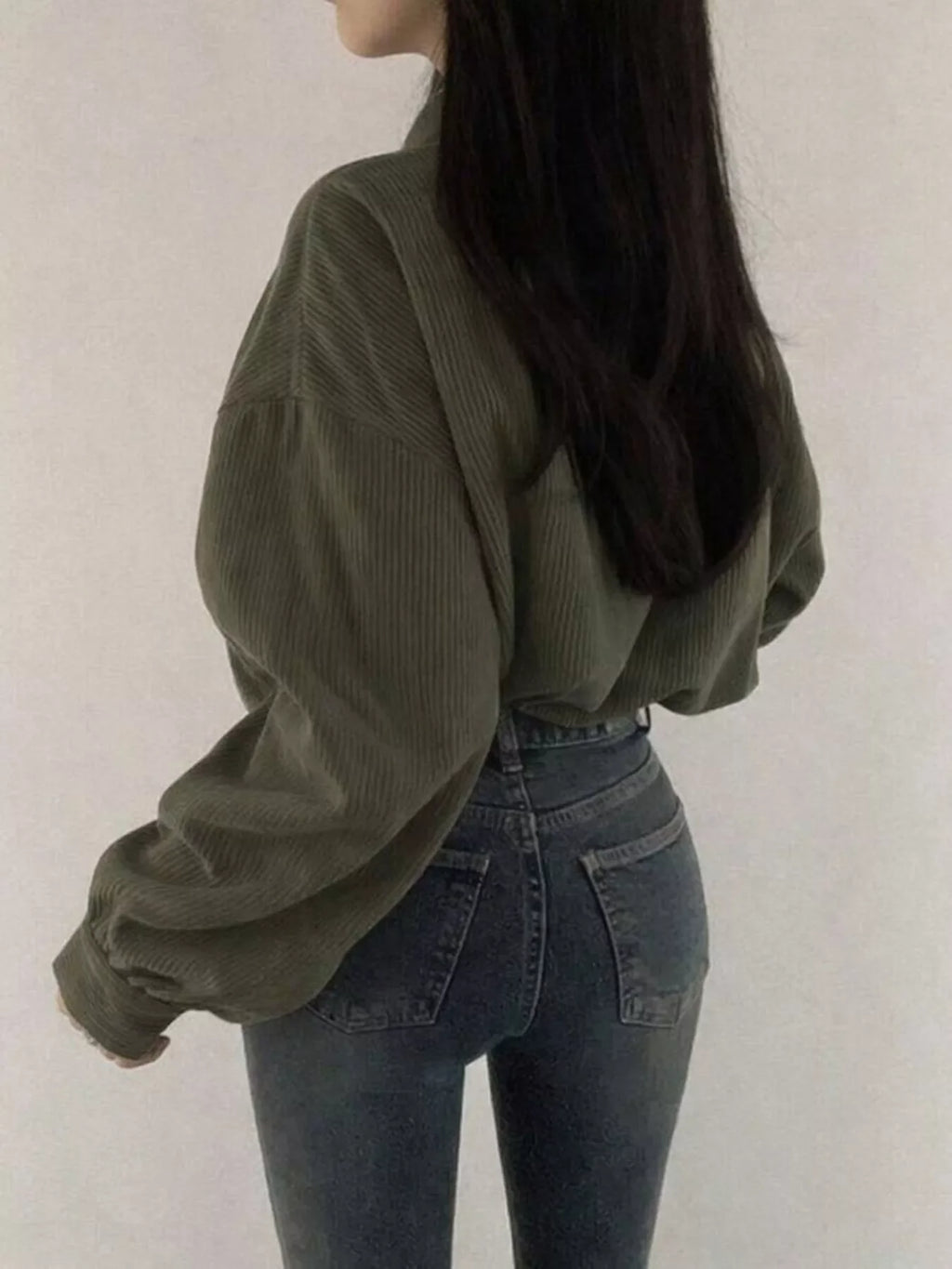 Corduroy Snap Down Cropped Jacket