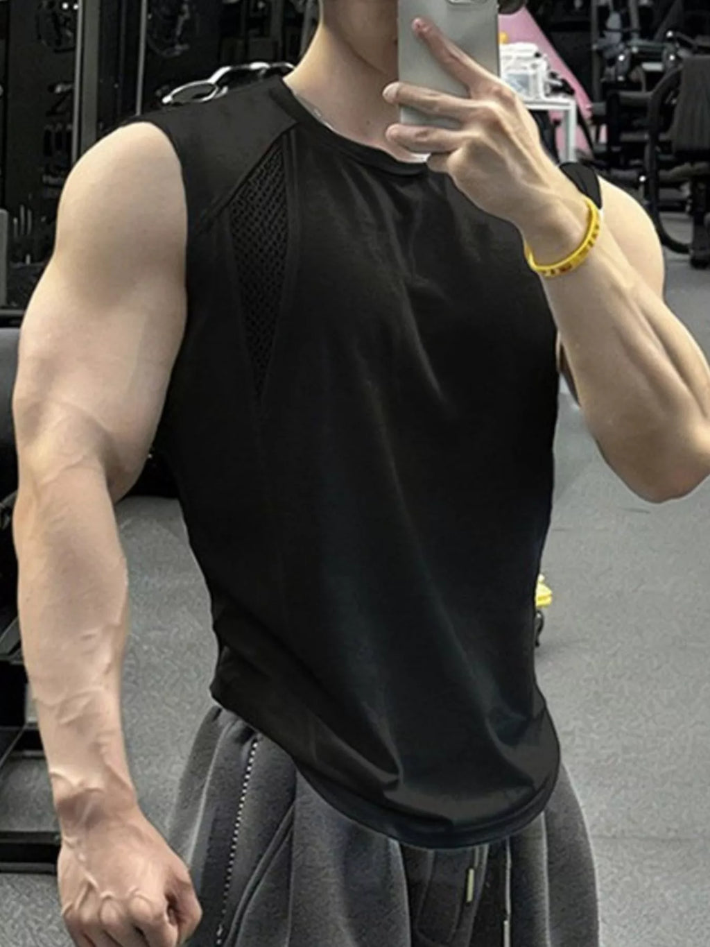 Men's Plus Size Breathable Mesh Panel Tank Top