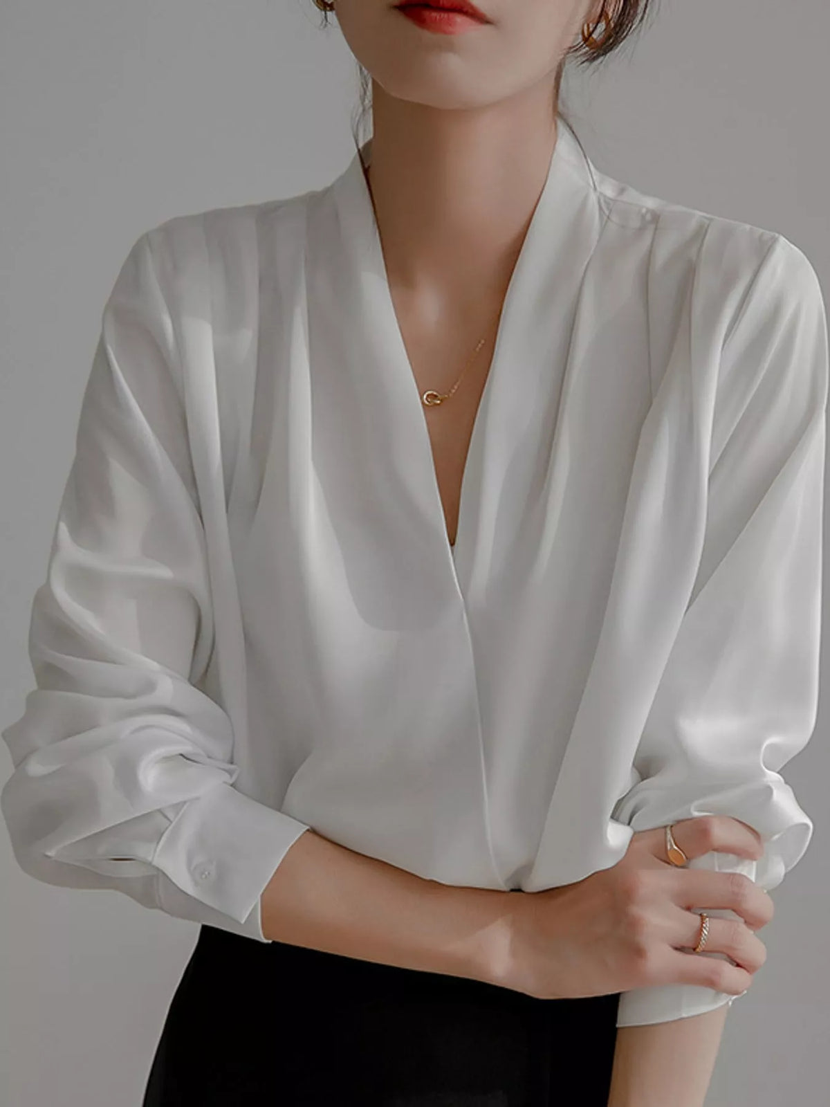 Long Sleeve Satin Blouse