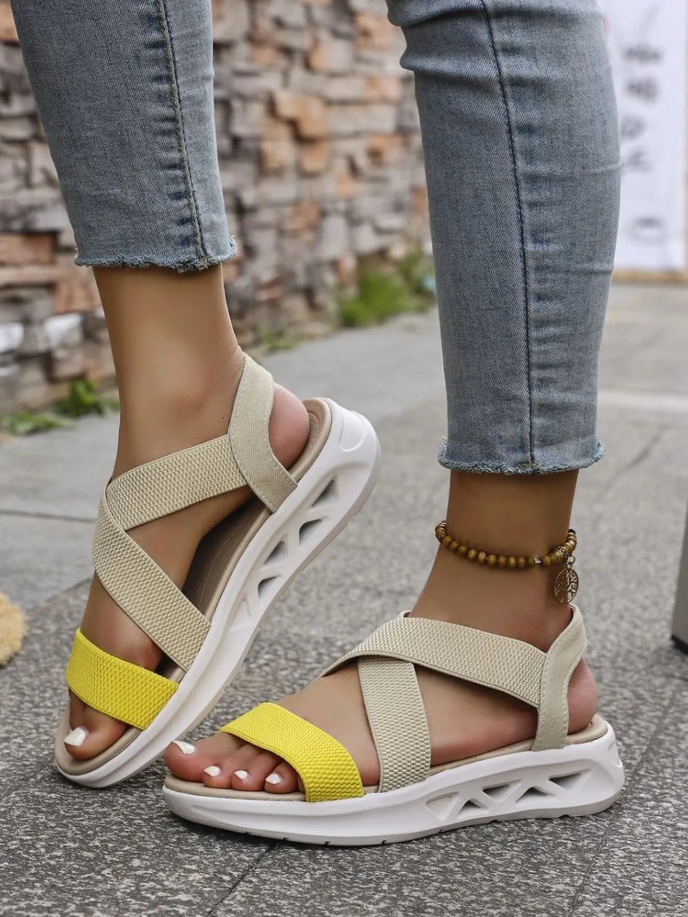 Crisscross Open Toe Platform Sandals