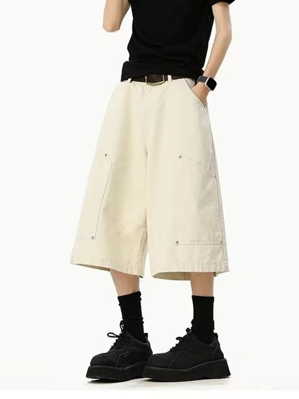 Men's Full Size Wide Leg Cropped Shorts Plus Size