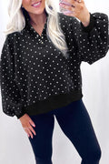 Polka Dot Snap-Button Sweatshirt