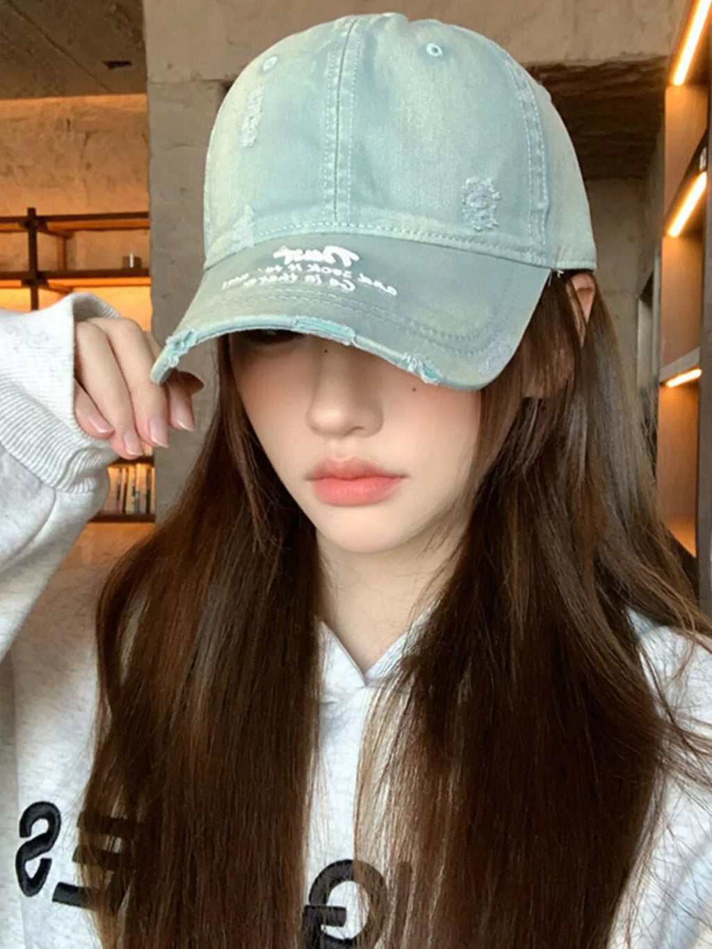 Distressed Embroidered Baseball Cap