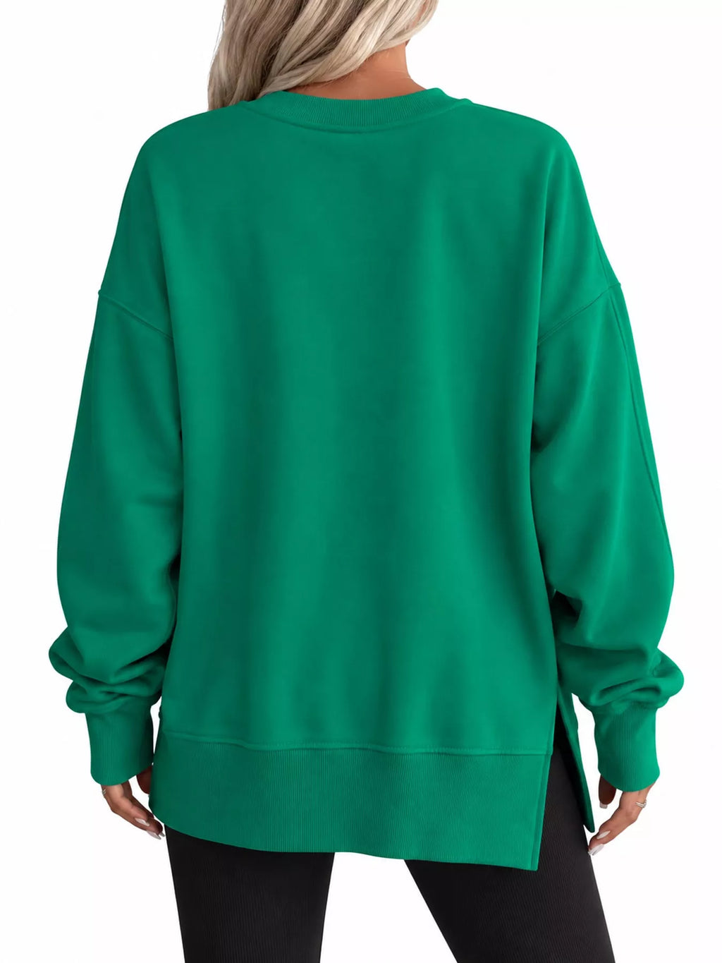 Oversized Crew Neck Sweatshirt with Side Slit