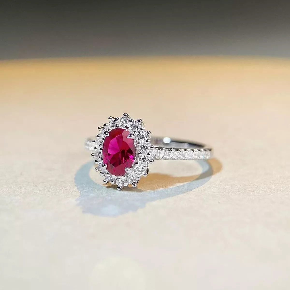 925 Sterling Silver Zircon Oval Ring