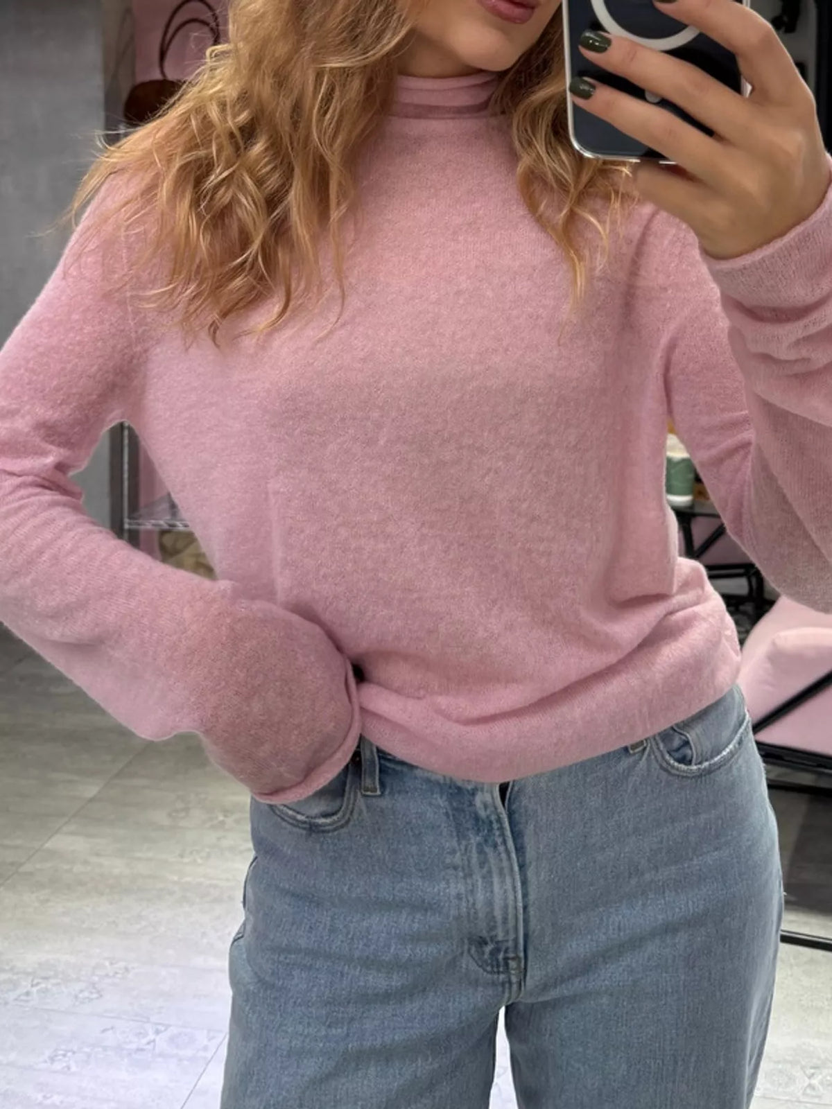 Sheer Turtleneck Knit Top