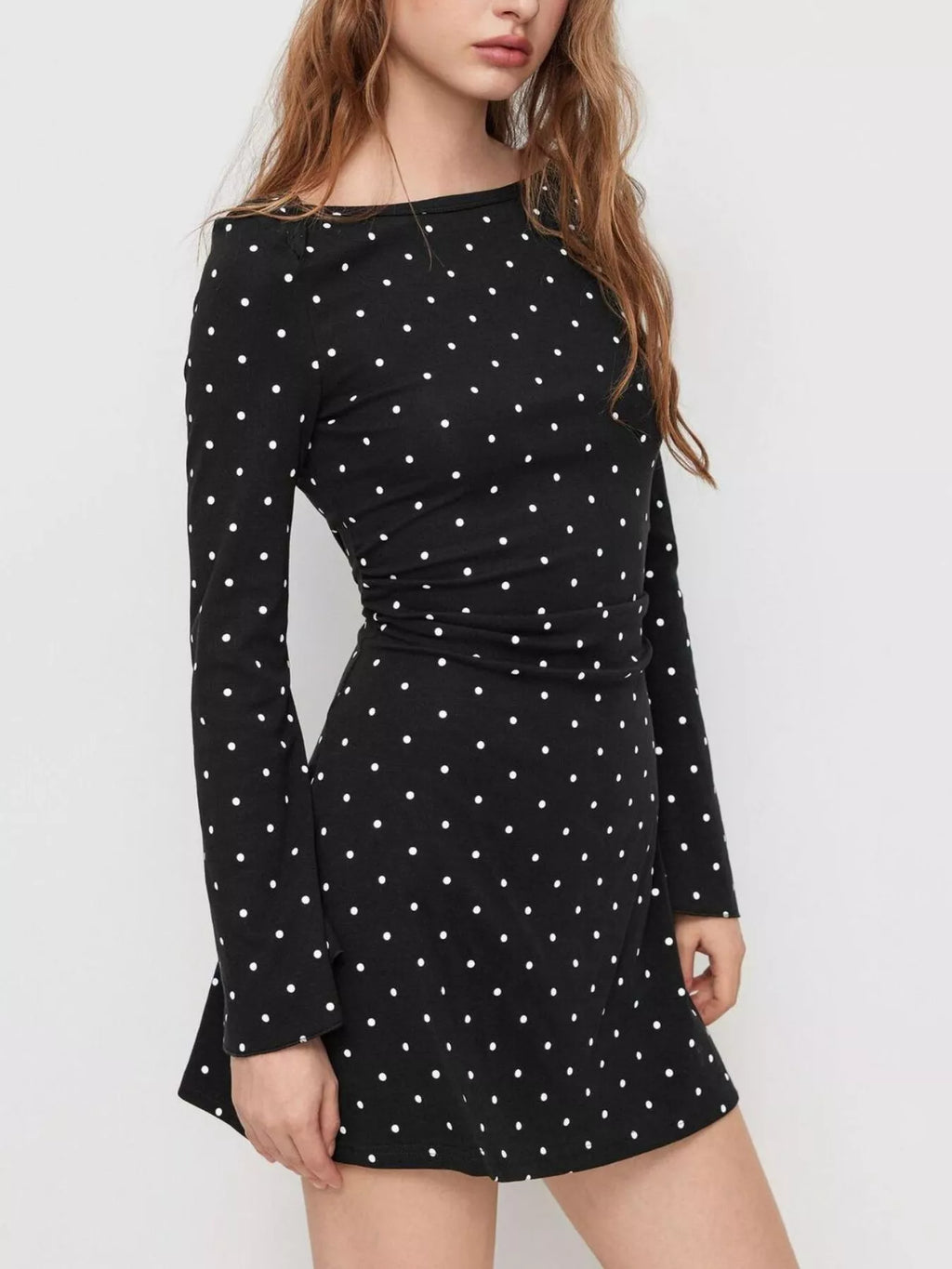Polka Dot Flare Sleeve Mini Dress