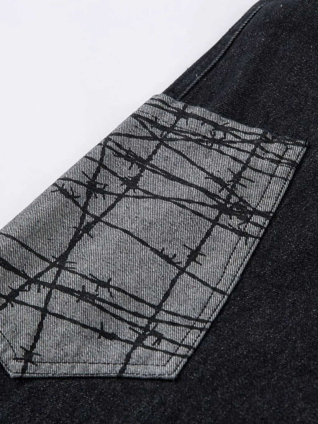 Men's Wide Leg Cargo Jeans with Contrast Panels