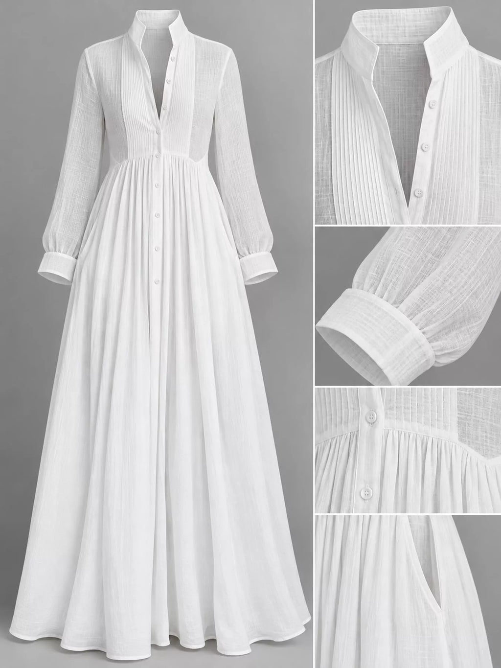 Full Size Long-Sleeve Button Front Maxi Dress Plus Size