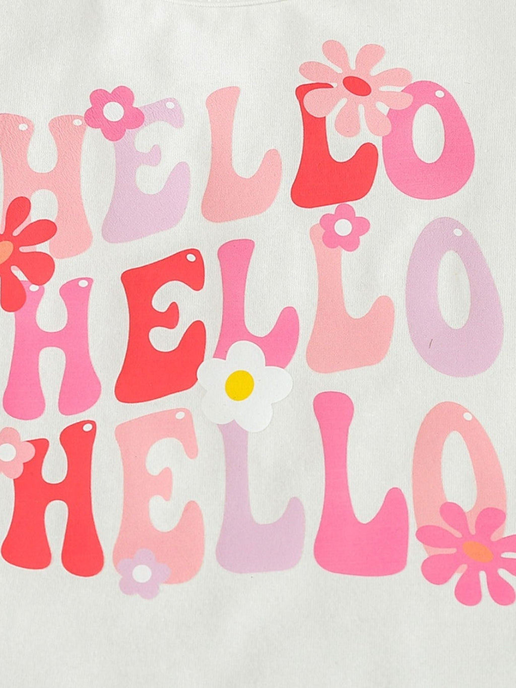 Children's Hello Print Ruffle Sleeve Top & Shorts Set
