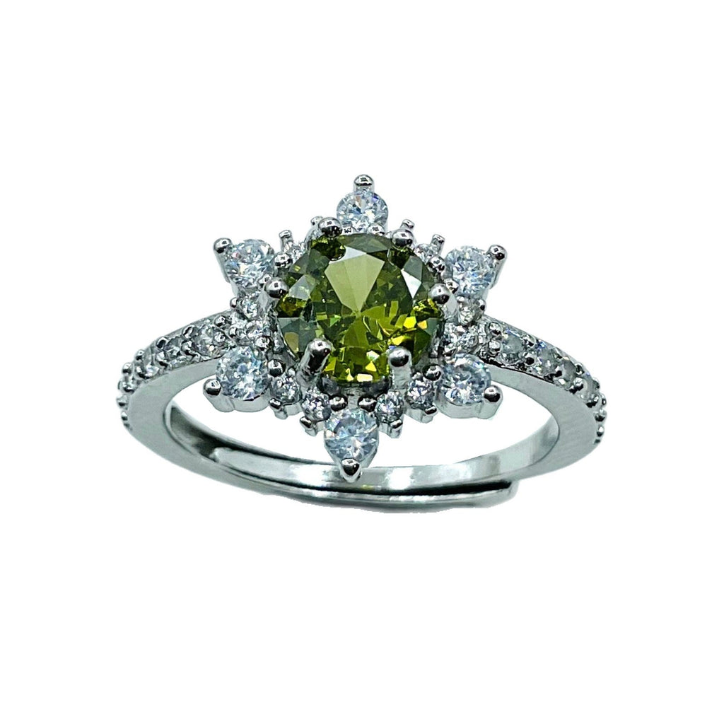Colorful Zircon Snowflake Ring For Women Adjustable Personalized
