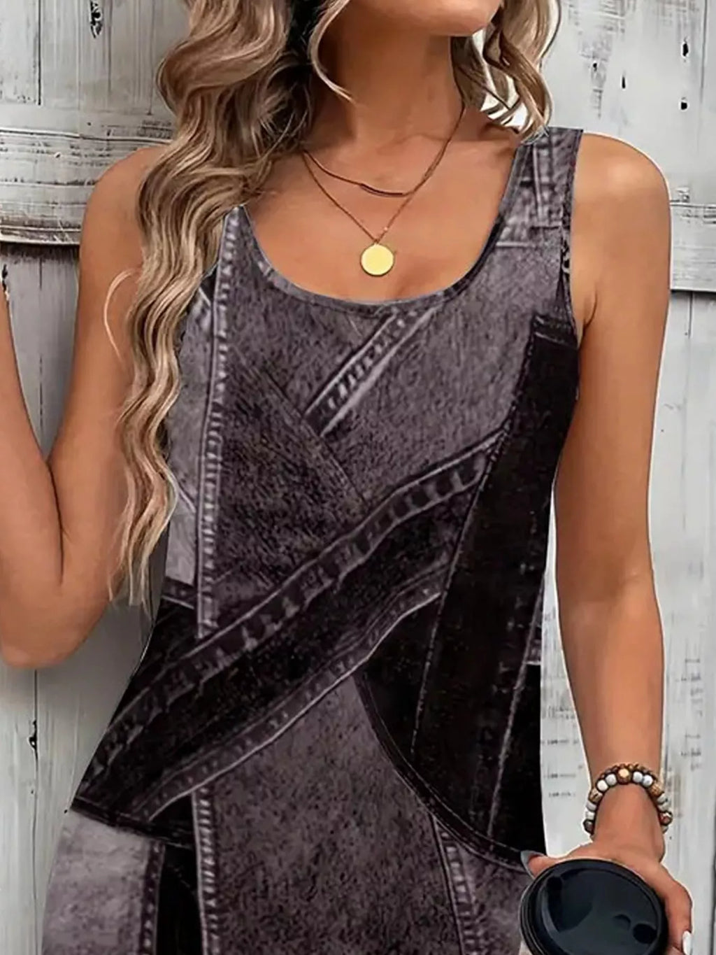 Patchwork Denim Sleeveless Dress