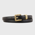 Skinny Leather Belt with Buckle