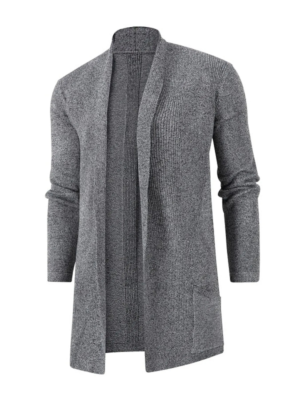 Men's Plus Size Open Front Long Sleeve Knit Cardigan