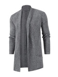 Men's Plus Size Open Front Long Sleeve Knit Cardigan