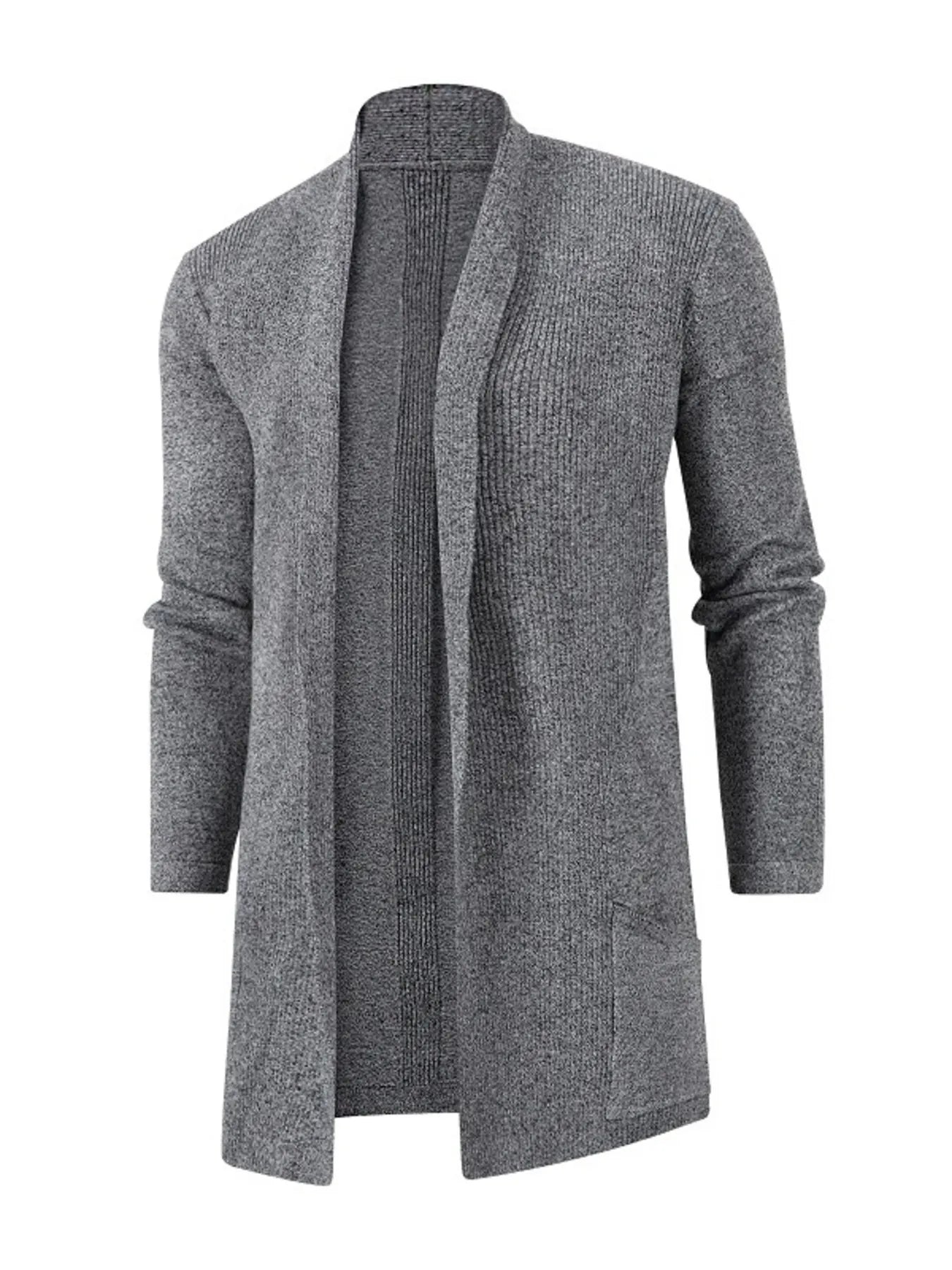 Men's Plus Size Open Front Long Sleeve Knit Cardigan