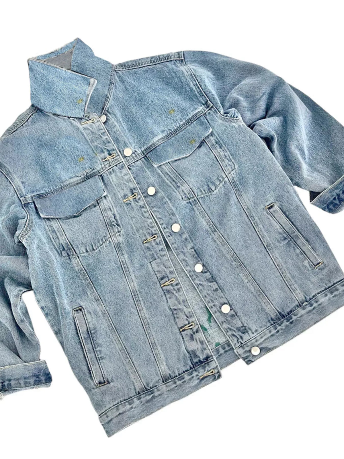 Full Size Heart and Umbrella Graphic Denim Jacket Plus Size