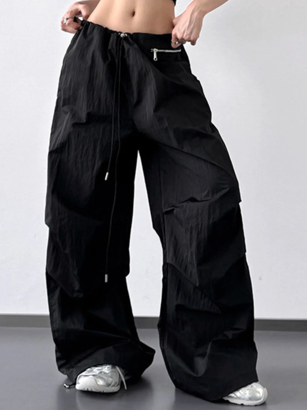 Drawstring Wide Leg Cargo Pants