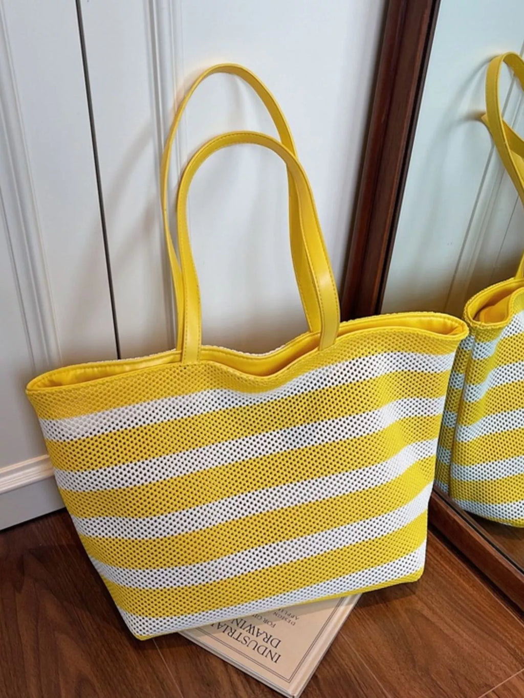 Striped Mesh Shoulder Bag